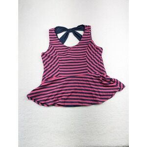 NWT Maurices Pink Striped Sleeves Back Strap Waist Flare Swim Summer‎ Top XL